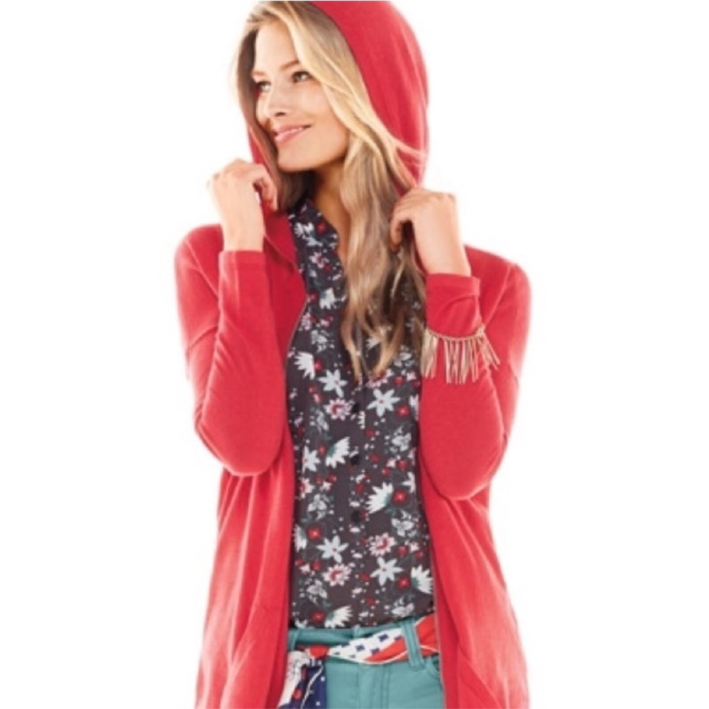 Cabi Red Beachcomber Zip Front Hoodie Sweater Size Medium #5137 Casual